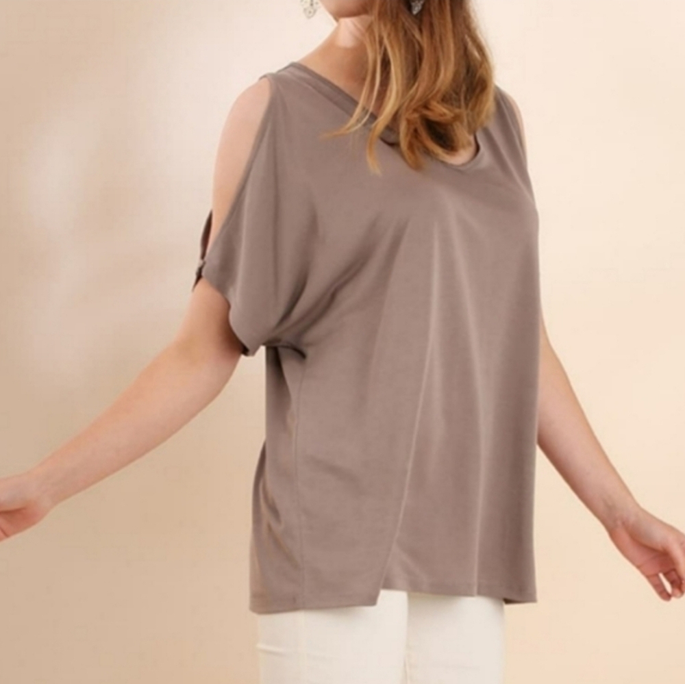 Umgee Cold Shoulder Cupro Top